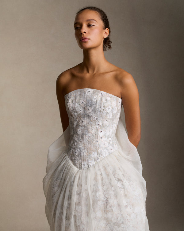 Danielle Frankel Juniper Hand Painted GOWN PEARL
