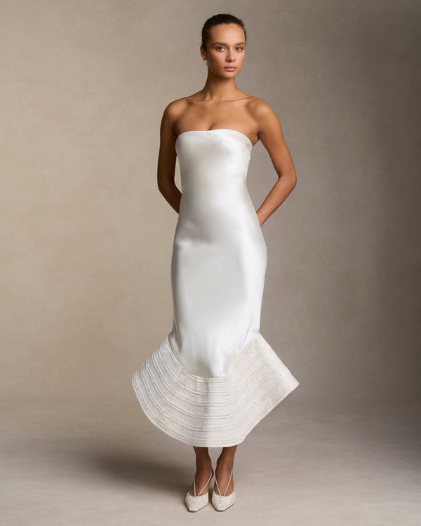 danielle frankel Lucia Printed Painted DRESS PEARL