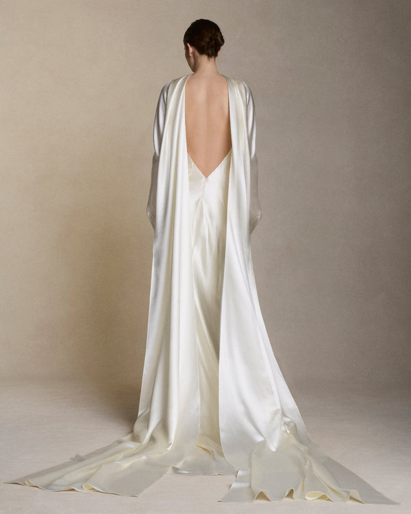 Danielle Frankel Mari Silk Wool Sleeves GOWN PEARL