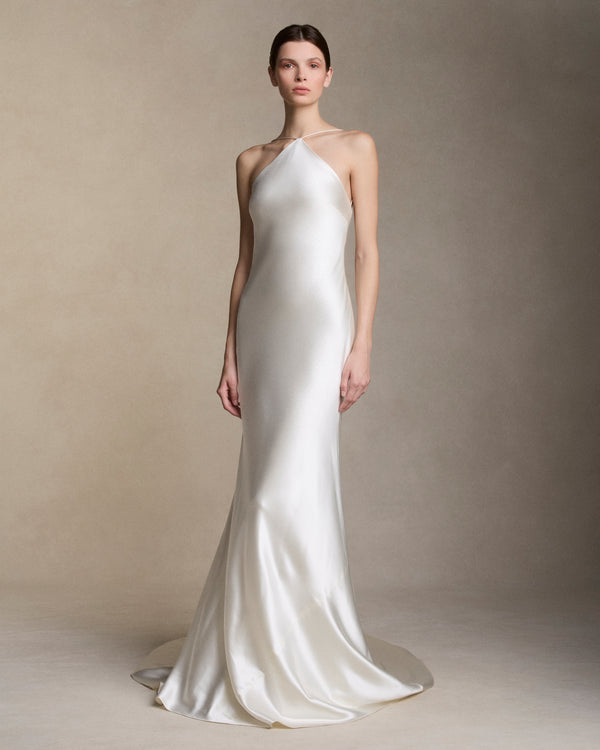 Danielle Frankel Mari Tulle Sleeves GOWN PEARL