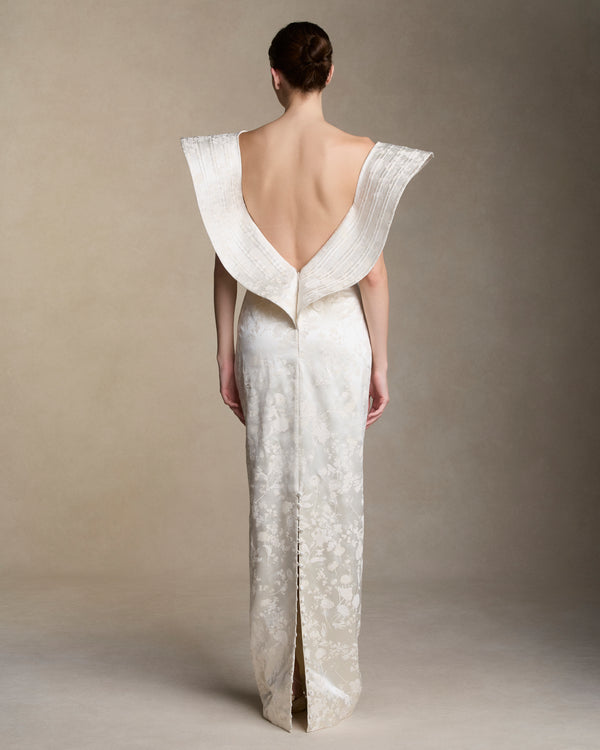Danielle Frankel Quinn Printed Painted GOWN PEARL