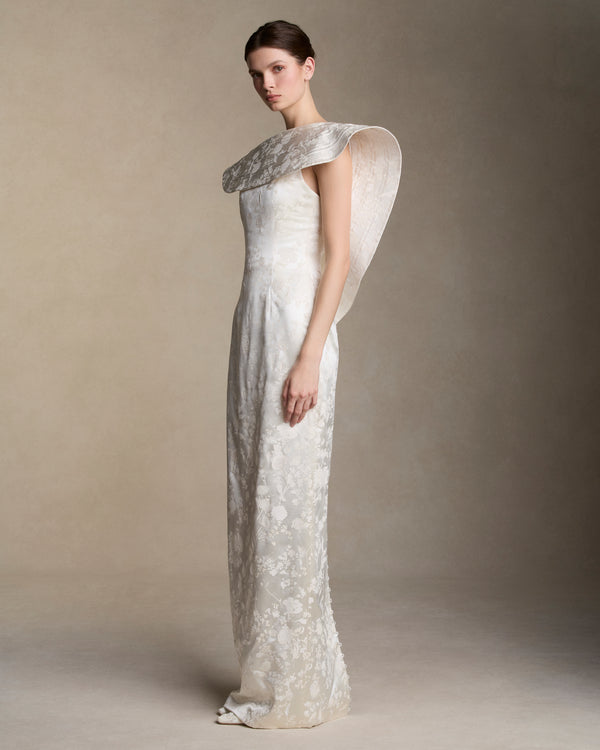 Danielle Frankel Quinn Printed Painted GOWN PEARL