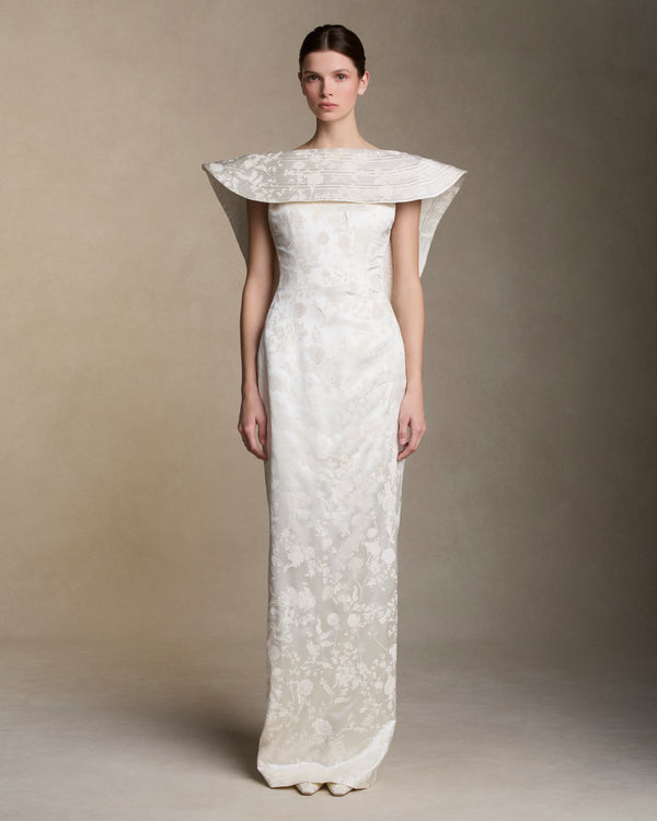 danielle frankel Quinn Printed Painted GOWN PEARL