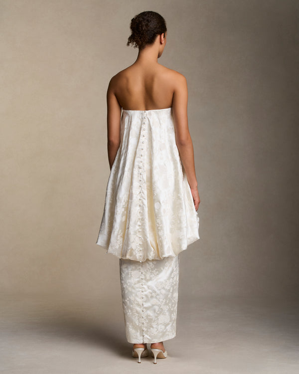 Danielle Frankel Rumi Printed Painted GOWN PEARL