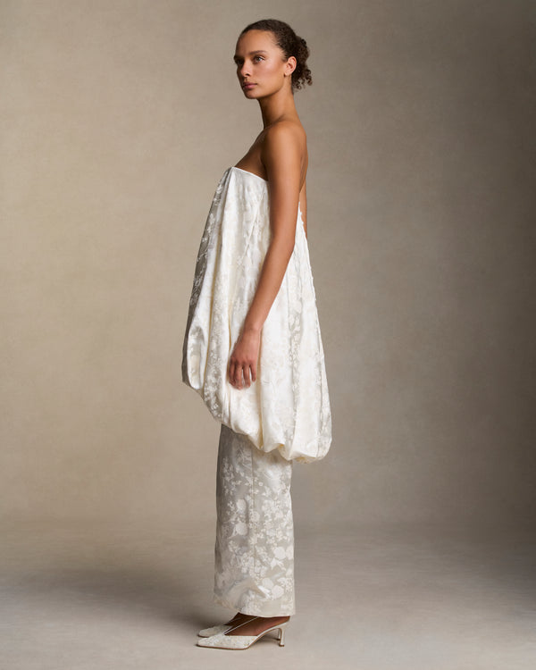 Danielle Frankel Rumi Printed Painted GOWN PEARL
