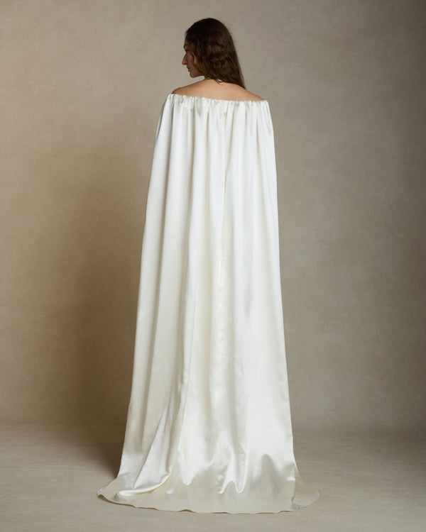Danielle Frankel Silk Wool Cape GOWN PEARL
