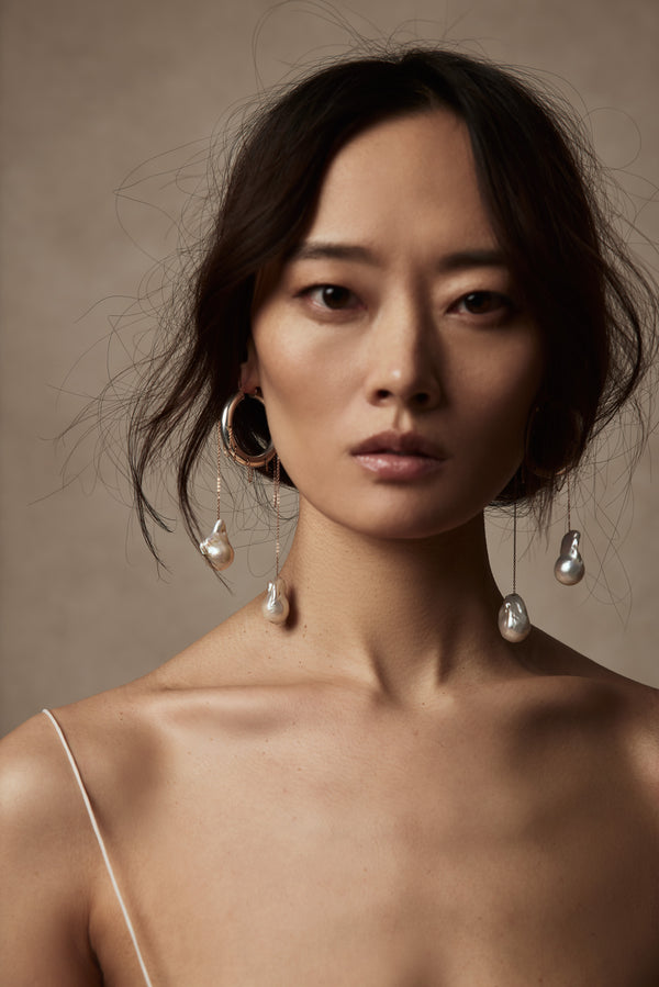 Danielle Frankel Double Drop Hoop And Chain Earring JEWELRY IVORY