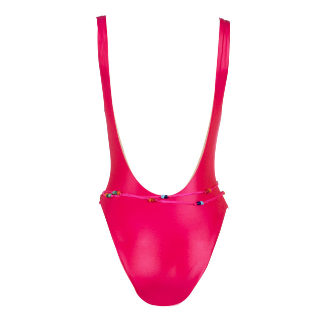 Dannijo Acid Pink One-Piece Swimsuit With Beaded Belt