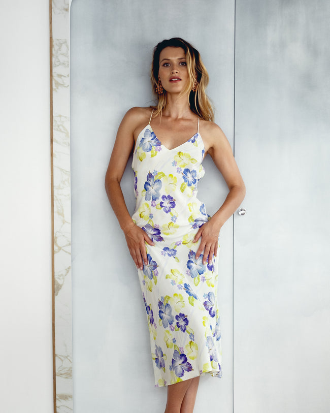 Dannijo Azul Multi Hibiscus Midi Slip