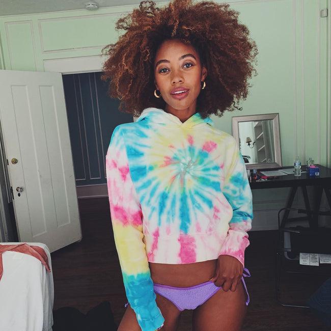 Dannijo Neon Tie Dye Cropped Hoodie