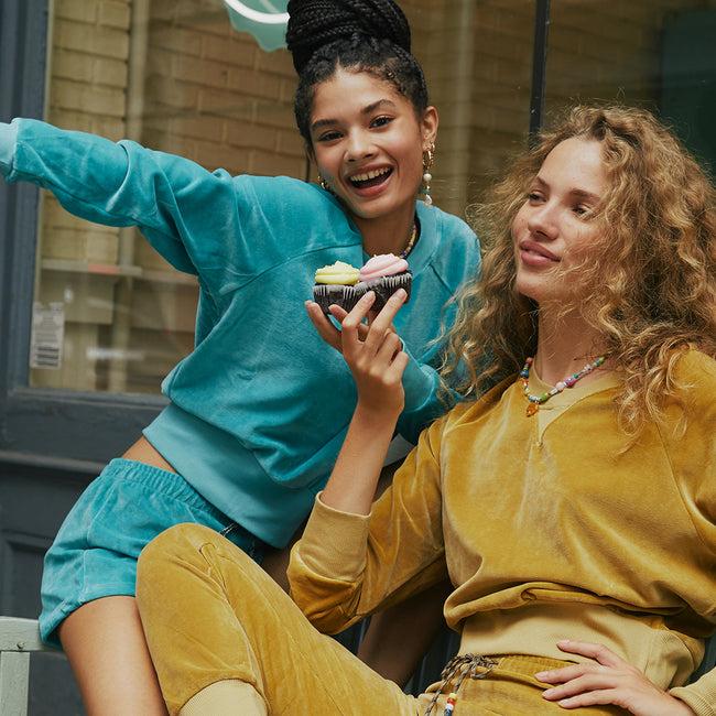 Dannijo Neon Turquoise Velour Raglan Sweatshirt