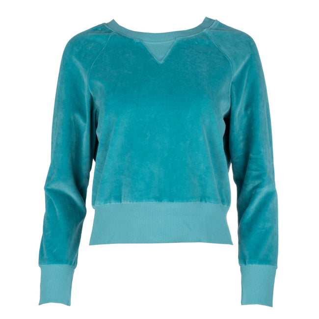 dannijo Neon Turquoise Velour Raglan Sweatshirt