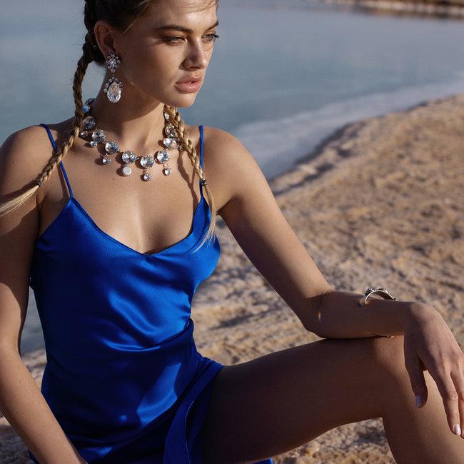 Dannijo New Cobalt Mossy Maxi Slip Dress