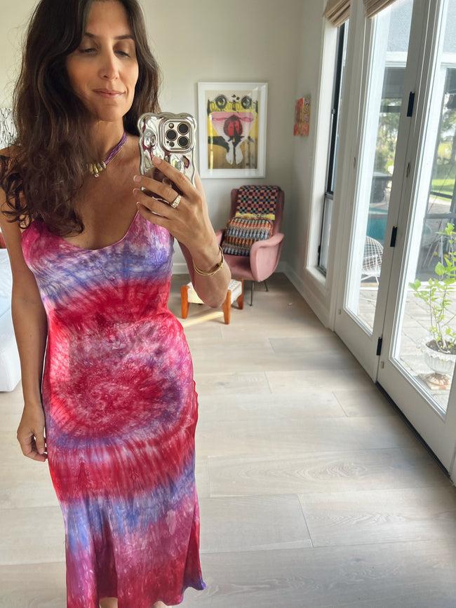 Dannijo Plume Hand Dyed Midi Slip Dress