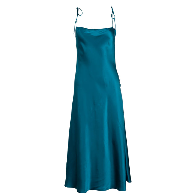 dannijo Tie Strap Teal Midi Slip Dress