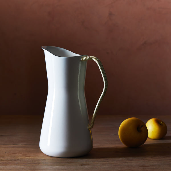 dansk Købenstyle Wrapped Handle Water Pitcher White