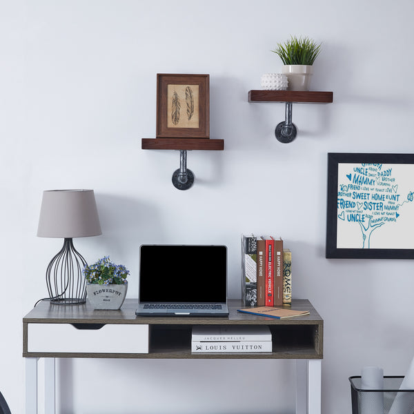 Danya B 12" X 7" Floating Pipe Industrial Rustic Wall Mount Shelves " (Set Of 2)