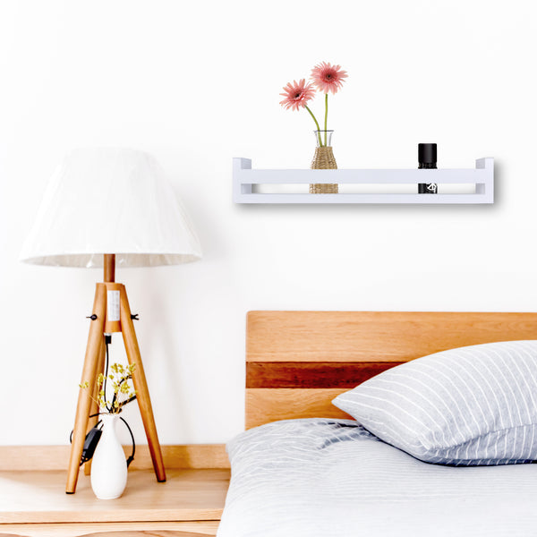 Danya B 18" Wall Mount Decorative Spice Rack / Home Décor Organizer Rack Shelf– White