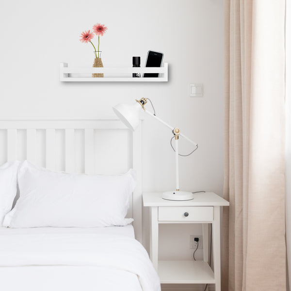 danya b 18" Wall Mount Decorative Spice Rack / Home Décor Organizer Rack Shelf– White