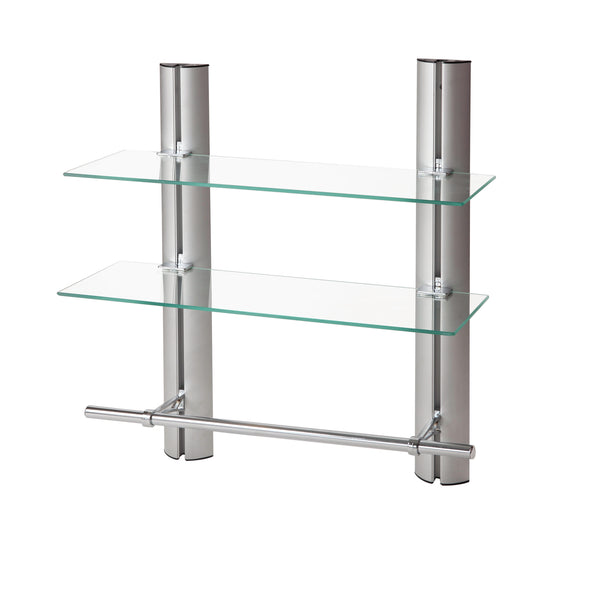 Danya B 2 Tier Adjustable Glass Shelf With Aluminum Frame And Towel Bar