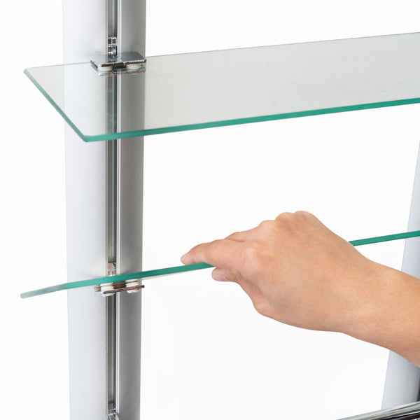 Danya B 2 Tier Adjustable Glass Shelf With Aluminum Frame And Towel Bar