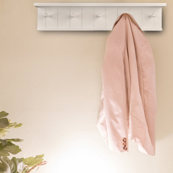 danya b 24" Wooden Coat Rack with 5 Hanger Hooks and Shelf - White