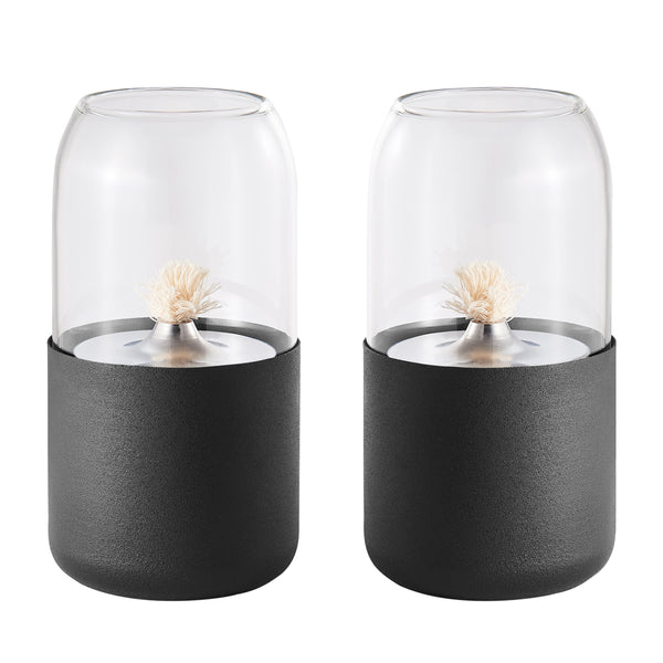 Danya B Ambrose Oil Lamp Style Rope Wick Clean-Burning Tabletop Portable Fire Pit Set Of 2