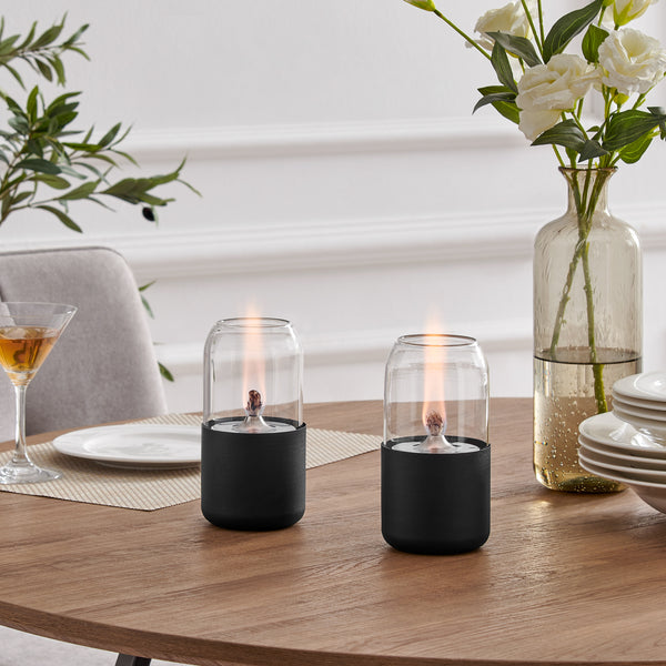 Danya B Ambrose Oil Lamp Style Rope Wick Clean-Burning Tabletop Portable Fire Pit Set Of 2