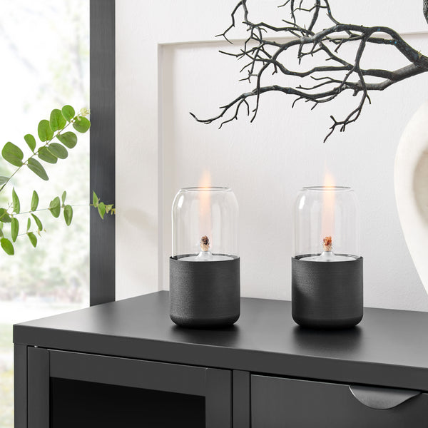 Danya B Ambrose Oil Lamp Style Rope Wick Clean-Burning Tabletop Portable Fire Pit Set Of 2