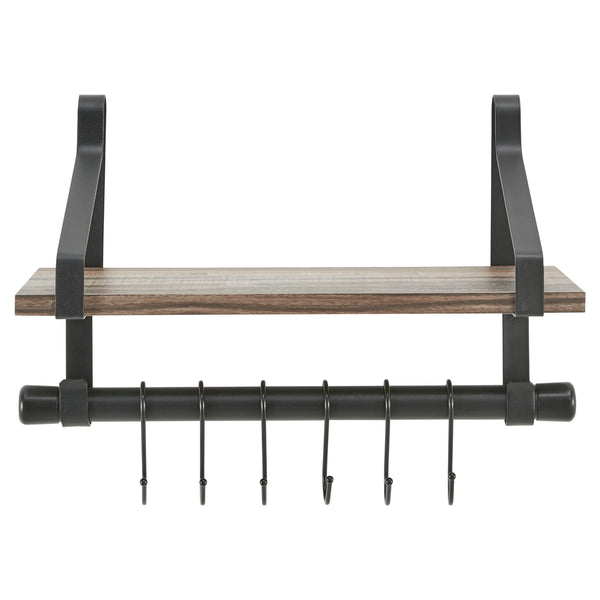 Danya B Amelia Metal Bracket Shelf With Towel Rod And Hanging Hooks