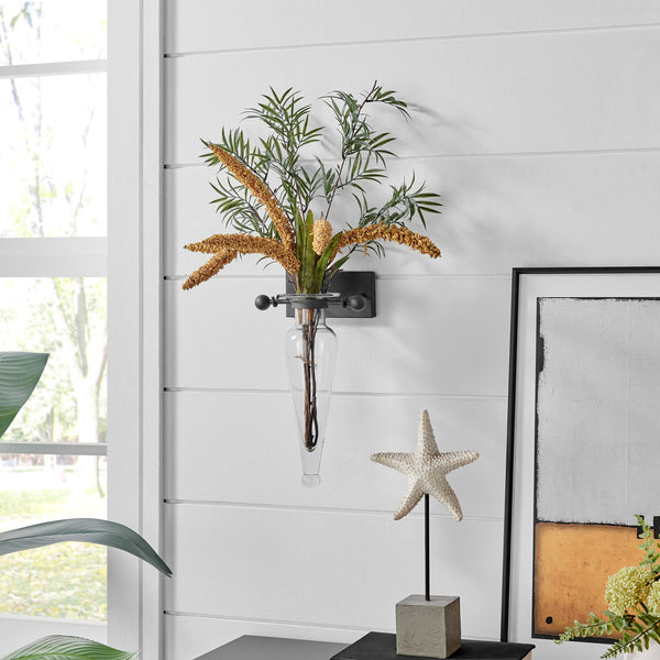 Danya B Amphora Glass Vase On Iron Sconce With Finials