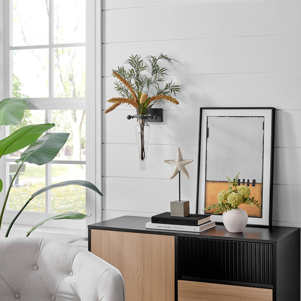 Danya B Amphora Glass Vase On Iron Sconce With Finials