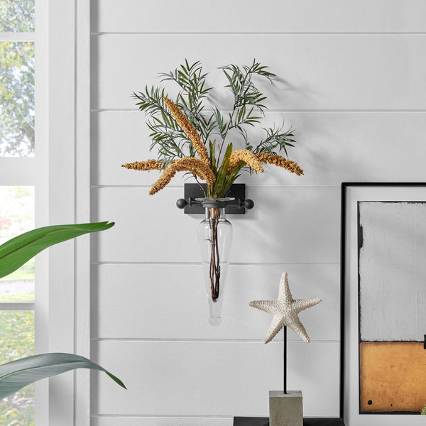 danya b Amphora Glass Vase on Iron Sconce with Finials