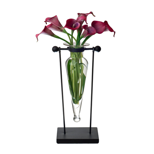 Danya B Amphora Vase On Swiveling Iron Stand With Finials And Hinge