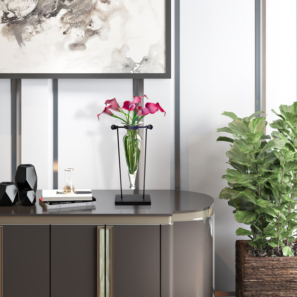 danya b Amphora Vase on Swiveling Iron Stand with Finials and Hinge