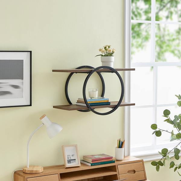 Danya B Antigua Crossed Double Circle 2-Tier Wall Shelf Unit