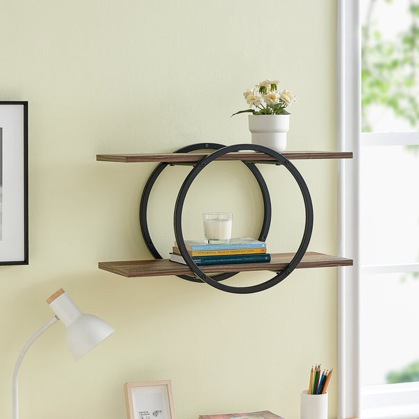 danya b Antigua Crossed Double Circle 2-Tier Wall Shelf Unit