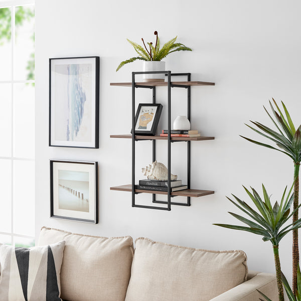 Danya B Antigua Crossed Double Rectangle 3-Tier Shelf Unit