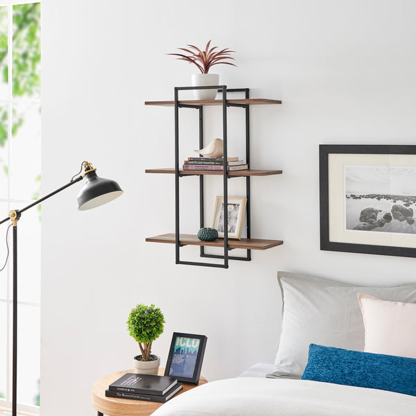 Danya B Antigua Crossed Double Rectangle 3-Tier Shelf Unit