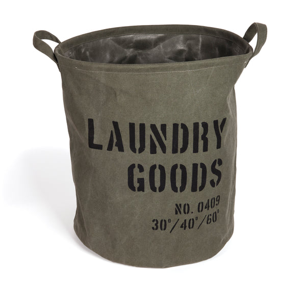 Danya B Army Canvas Bucket Style Collapsible Laundry Basket