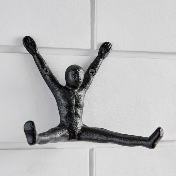 Danya B Athlete Sculpture Cast Iron Wall Mount Double Hook (Set Of 2) - Black