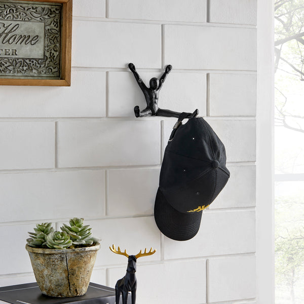 danya b Athlete Sculpture Cast Iron Wall Mount Double Hook (Set of 2) - Black