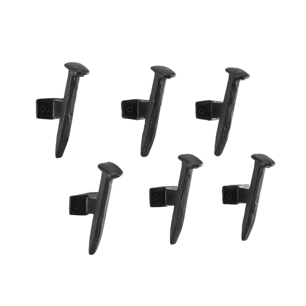 Danya B Black Cast Iron Industrial Railway Nail Head Decorative Wall Hooks (Set Of 6)