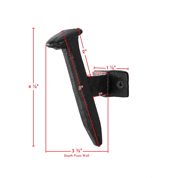 Danya B Black Cast Iron Industrial Railway Nail Head Decorative Wall Hooks (Set Of 6)