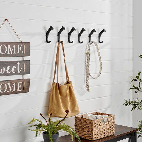Danya B Black Cast Iron Railway Spike Wall Mount Hook Set (Set Of 6)