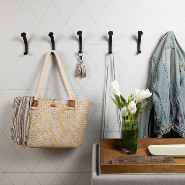 danya b Black Cast Iron Railway Spike Wall Mount Hook Set (Set of 6)