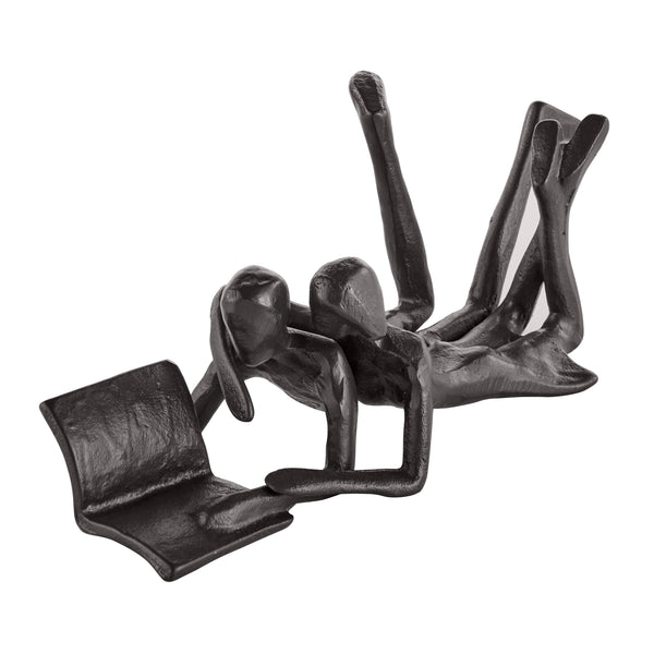 Danya B Brown Cast Iron Abstract Couple Reading Book Together Sculpture - Tabletop Figurine For Desks Or Shelves