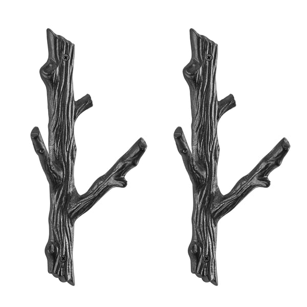 Danya B Brown Cast Iron Dual Tree Branch Wall Mount Coat Hooks (Set Of 2)