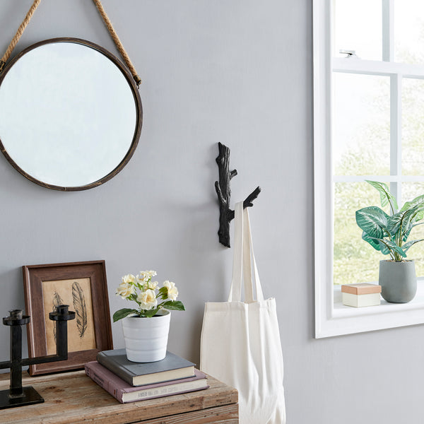 danya b Brown Cast Iron Dual Tree Branch Wall Mount Coat Hooks (Set of 2)