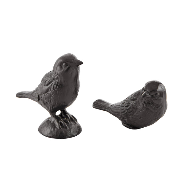Danya B Brown Cast Iron Set Of 2 Bird Sculptures - Tabletop Desk Ornaments Or Decorative Paperweights
